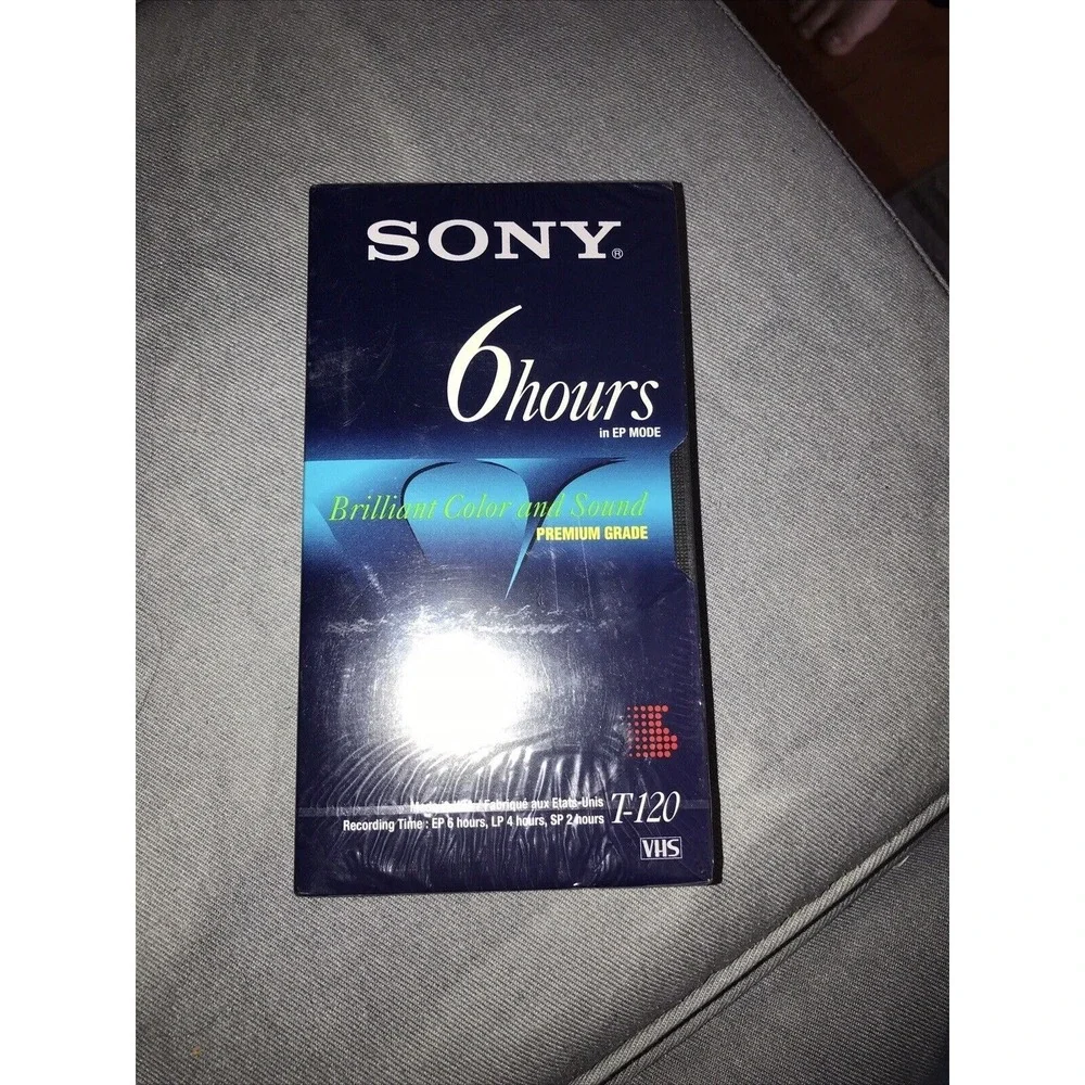 Sony T-120 Blank VHS Tape. Premium grade, 6‎ hour. New Factory Sealed